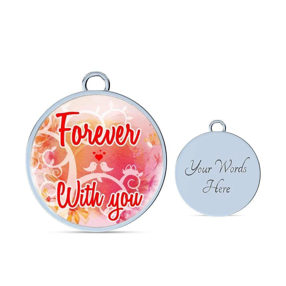 Forever With You Personalized Engraved Silver Circle Bangle Bracelet Custom N